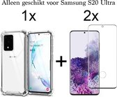 Samsung S20 Ultra Hoesje - Samsung Galaxy S20 Ultra hoesje shock proof case hoes hoesjes cover transparant - Full Cover - 2x Samsung S20 Ultra screenprotector