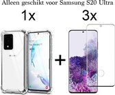 Samsung S20 Ultra Hoesje - Samsung Galaxy S20 Ultra hoesje shock proof case hoes hoesjes cover transparant - Full Cover - 3x Samsung S20 Ultra screenprotector