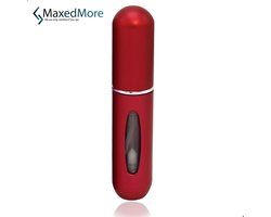 MaxedMore Navulbare Parfumverstuiver 5ml Rood - 65 Keer Spraybare Parfum Verstuiver - Hervulbaar Tasverstuiver voor Parfum - Meeneem Mini Geur Flesje voor op Reis - Lipstick Formaat Navulbaar Parfumflesje