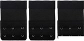 BH Verlengstuk | 3 haaks | Zwart| 3 STUKS | Elastisch