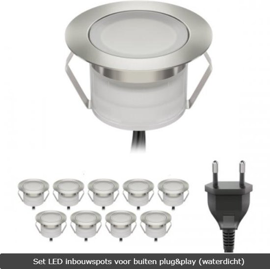 10x Mini LED Spots Warm White 32mm Binnen/Buiten Plug & Play - IP67 bol.com