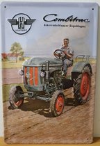 Hanomag Combitrac verticaal Reclamebord van metaal 30 x 20 cm GEBOLD BORD MET RELIEF METALEN-WANDBORD - MUURPLAAT - VINTAGE - RETRO - HORECA- WANDDECORATIE -TEKSTBORD - DECORATIEBO