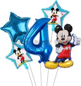 Mickey Mouse ballonnen set verjaardag 4 jaar - folie ballon 5 delig