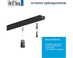 Schilderij ophangsysteem-schilderijophangsysteem-Artiteq-plafondophangsysteem-zwart ophangsysteem-16 METER (inclusief haken en koorden) 9.6834S