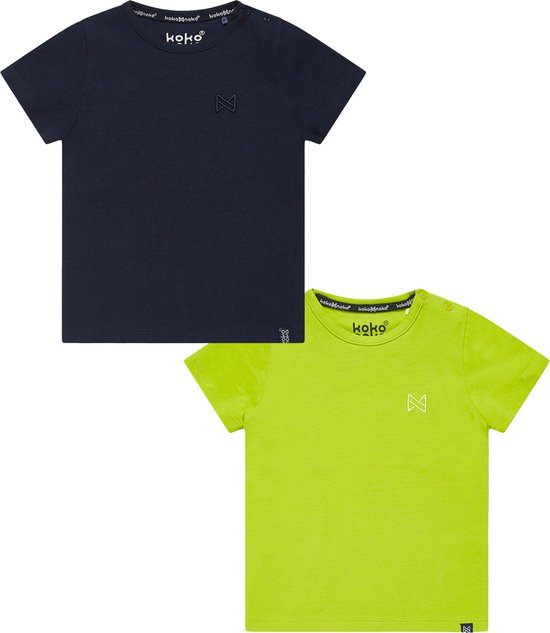 Koko Noko BIO Basics (2pack) Shirts NIGEL Blauw en Groen - Maat 110/116
