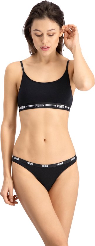 PUMA Brassière Femme Coton ICONICN Noir