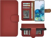Hoesje Geschikt voor Samsung Galaxy S21 - Bookcase Hoesje - S21 Wallet Book Case Echt Leer Rood Cover