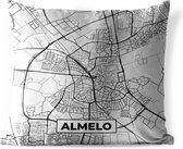 Sierkussen extérieur - Plan de la ville - Almelo - Grijs - Wit - 60x60 cm - Résistant aux intempéries