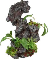 Aquarium decoratie Rots met Plant - 19 x 15 x 31 cm - Bruin - 19 x 15 x 31 cm