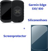 Siliconenhoes + Screenprotector geschikt voor Garmin Edge 830 - Zwart - Inclusief Screenprotector
