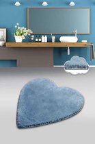 Livetti | Badmat | Badkamermat | 90x90 | Cuore | Hart | Blauw