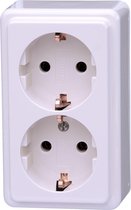 KOPP - Wandcontactdoos - Standard - Opbouw - Dubbel Stopcontact - Randaarde - Arctic Glans Wit - BES LED