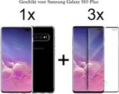 Samsung S10 Plus Hoesje - Samsung Galaxy S10 Plus hoesje transparant siliconen case hoes cover hoesjes - Full Cover - 3x Samsung S10 Plus screenprotector