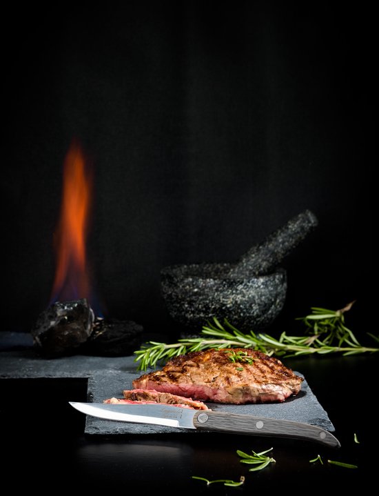 Laguiole Style de Vie Steakmessen Innovation Line - 6-delig - Grijs - Glad - Laguiole Style de Vie