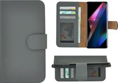 Oppo Find X3 Hoesje - Oppo Find X3 Pro Hoesje - Bookcase - Oppo Find X3/ Oppo Find X3 Pro Wallet Book Case Echt Leer Grijs Cover