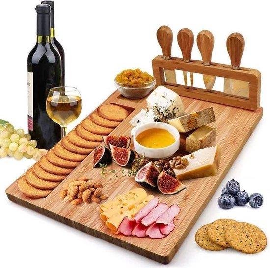 Industrial Living Borrelplank - Tapasplank - Serveerplank - Leren Handgrepen - Hout