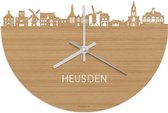 Skyline Klok Heusden Bamboe hout - Ø 40 cm - Woondecoratie - Wand decoratie woonkamer - WoodWideCities