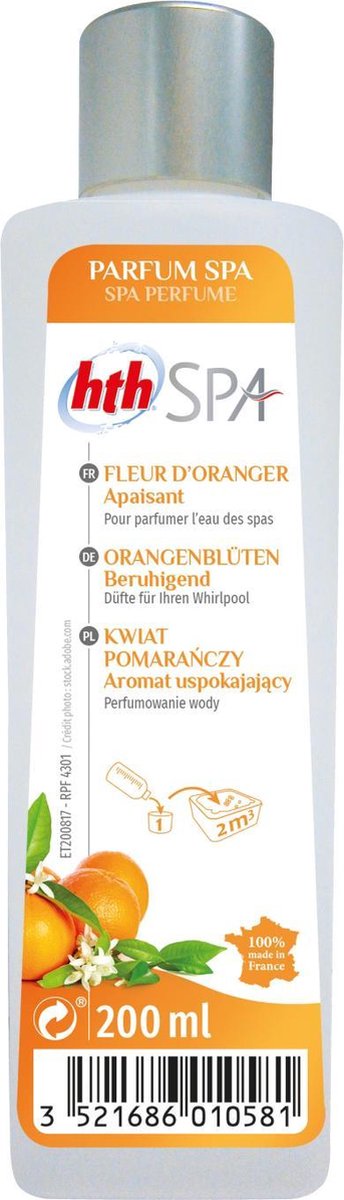 Spa parfum Oranjebloesem 200mL - HTH, rustgevende geur, natuurlijke basis, gemaakt in Frankrijk