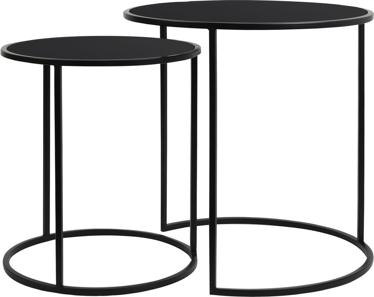 Bijzettafel Duarte - Zwart - Ø40+Ø50cm - Luxe, Klassiek