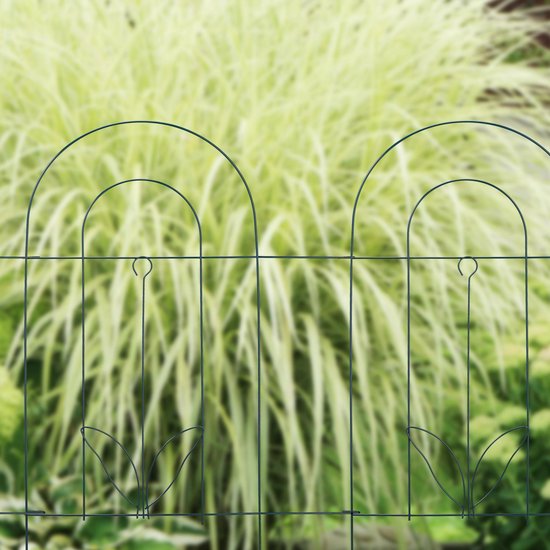 relaxdays clôture de lit 20 pièces - clôture décorative - bordure de bordure - haute - vert - métal - clôture de jardin