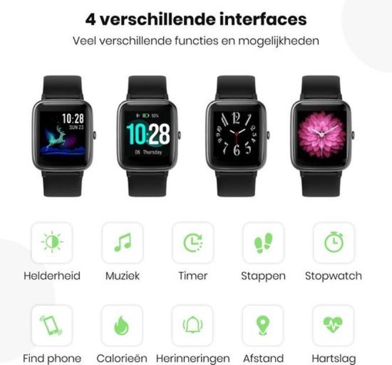 Agbor Smartwatch - 10-daagse batterijduur – Sporthorloge – Smartwatch Dames – Smartwatch Heren – Smartwatch kinderen - Waterproof –  Stappenteller - Agbor