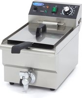 Bol.com Maxima Frituurpan 10 L 1 Mand met Tapkraan Friteuse - 900 gram Frites - Professioneel - RVS - Frituur Pan 10 liter aanbieding