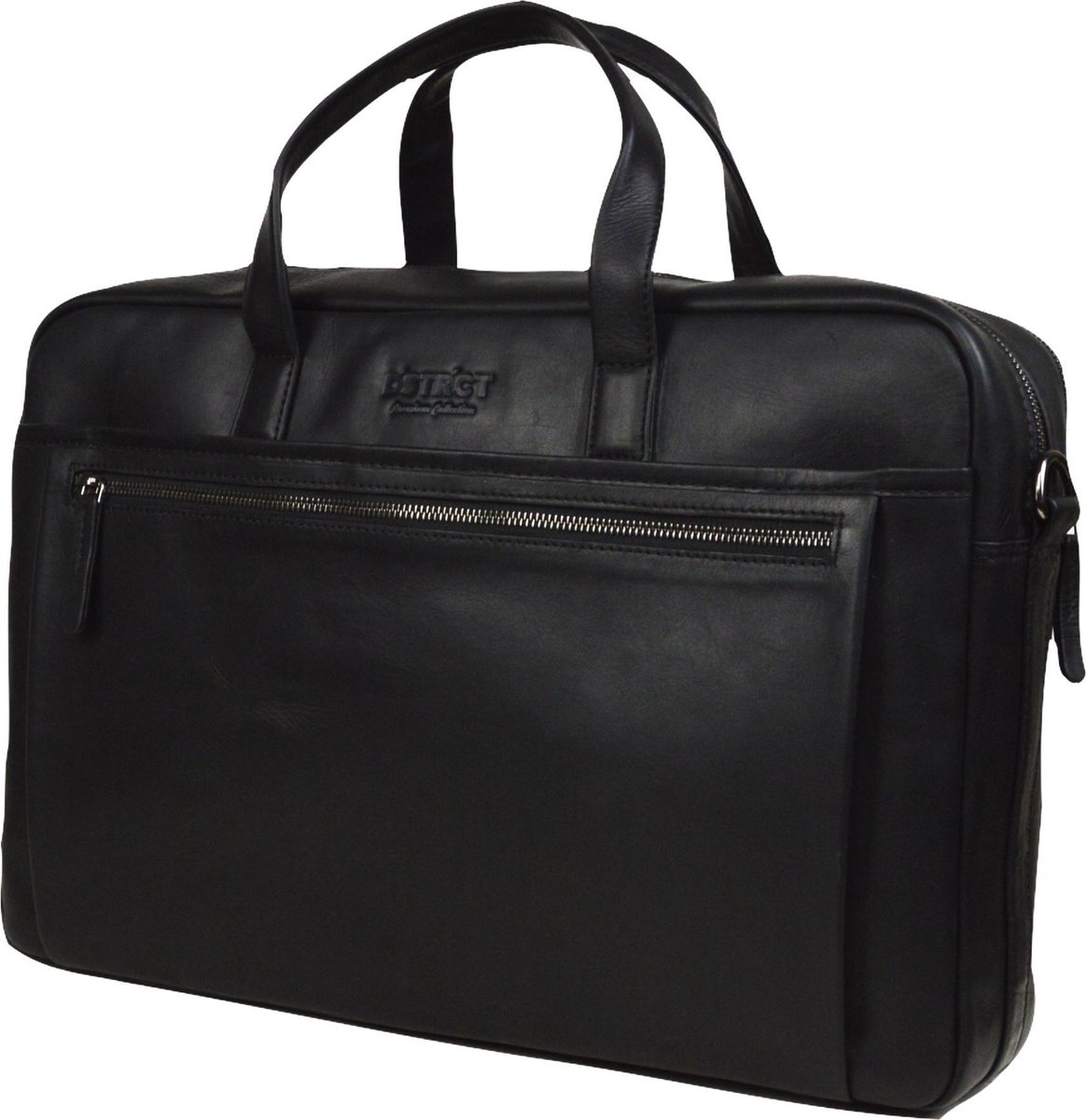 DSTRCT Premium Collection Leren Business Laptoptas - 17 inch laptopvak met rits - Inclusief onderhouspakket - Zwart