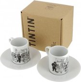 Tasses à expresso Moulinsart Tintin avec soucoupes (Made in Portugal)