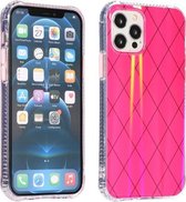 Laser Aurora Rhombic Grid TPU-beschermhoes voor iPhone 11 Pro Max (rozerood)