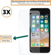 Fooniq Screenprotector Transparant 3x - Geschikt Voor Apple iPhone 5/5S/SE 2016