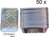 S'MART BBQ aluminium grillschalen / aluminium bakje 219x158x38mm  50stuks - 900ml - voordeelverpakking - wegwerpbakje BBQ accessoires