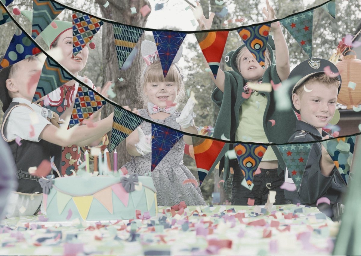 Stoffen slinger - mini vlaggenlijn - Feest Slingertje - Geboorte - Verjaardag - CELEBRATE MINI (vlaggenlijn 3 mtr lang met 18 vlaggetjes) — afbeelding 6