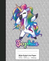 Wide Ruled Line Paper: SOPHIA Unicorn Rainbow Notebook