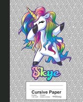 Cursive Paper: SKYE Unicorn Rainbow Notebook