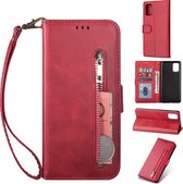 Luxe Telefoonhoesje voor Samsung Galaxy A71 | Hoogwaardig Leren Bookcase | Lederen Wallet Case | Pasjeshouder | Portemonnee | Rits | Rood