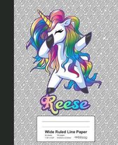 Wide Ruled Line Paper: REESE Unicorn Rainbow Notebook