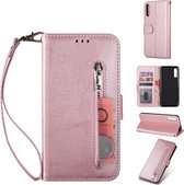 Luxe Telefoonhoesje voor Samsung Galaxy A70 | Hoogwaardig Leren Bookcase | Lederen Wallet Case | Pasjeshouder | Portemonnee | Rits | Roze