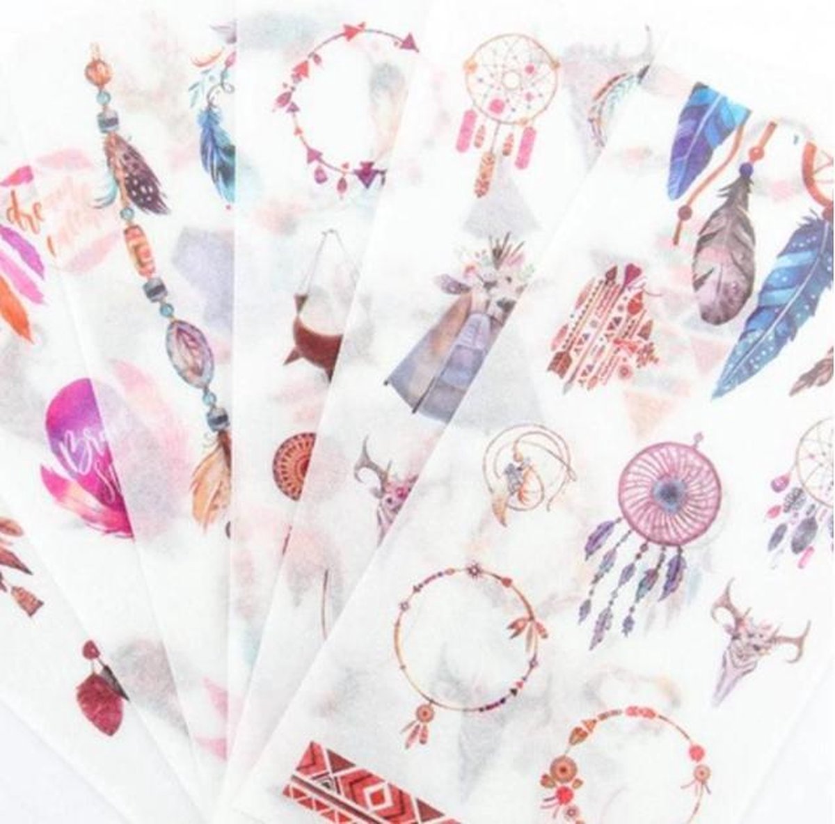 Washi Stickers Veren - 6 Vellen Met Stickers - Thema Veren En Zachte Kleuren Washi Sticker - Bullet Journal - Stickers Voor Volwassenen - Scrapbooking - Agenda Stickers - Decoratie Sticker Washi Tape — afbeelding 2