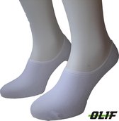 Footies - No-Show Sokjes - Kousenvoetjes - Olif - 4-Pack - Wit - Maat 35-38