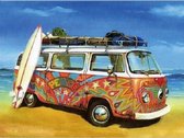 Mona Lisa diamond painting compleet pakket 30x20cm: Hippiebus met surfplank