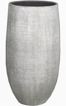 Bloempot/plantenpot vaas van keramiek in een antiek-look wit met diameter 24 cm en hoogte 50 cm -  Binnen gebruik