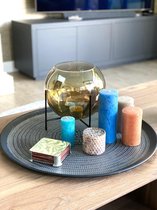 Windlicht Bartez - Glas & Metaal - Grijs