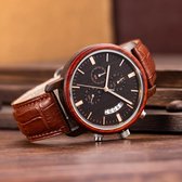 Handmade Sandalwood Watch - Leather strap / handgemaakte Sandelhout Horloge - Leren band