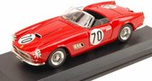 De 1:43 Diecast Modelcar van de Ferrari 250 California Spider #70 van Sebring in 1959. De coureurs waren Ginther en Verly. De fabrikant van het schaalmodel is Art-Model. Dit model is alleen online verkrijgbaar