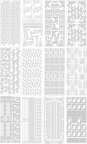 Set de feuilles d'autocollants pelables n°15 - 12 pièces - Lignes et coins - Argenté