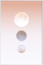 JUNIQE - Poster met kunststof lijst Moon Triplet -13x18 /Bruin &