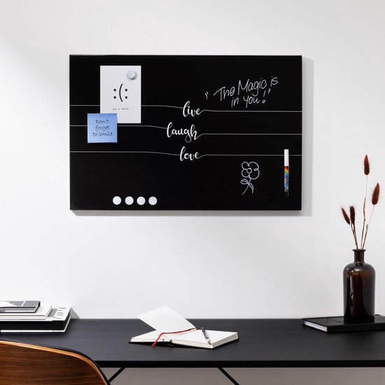Tableau Magnétique En Verre Navaris – 60 X 40 Cm – Avec Feutre Effaçable