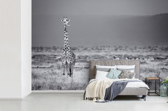 Papier peint photo peint vinyle Grande girafe en noir et blanc