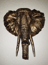 wanddecoratie kop olifant goudkleur