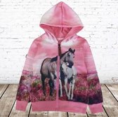 Roze vest met paarden print -s&C-122/128-Meisjes vest